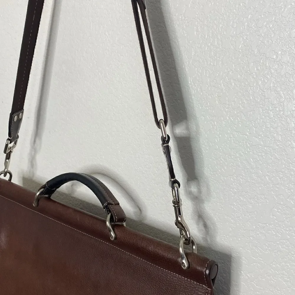 JOHNSTON AND MURPHY Brown Leather Briefcase